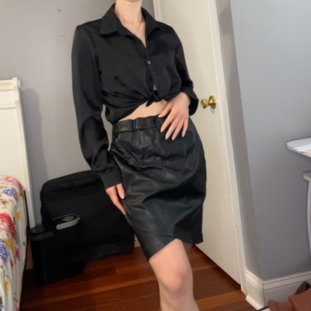 Black leather skirt